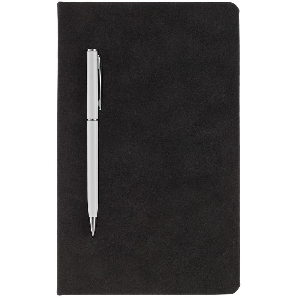 картинка Блокнот Magnet Chrome с ручкой, черный с белым от магазина "Paul's collection"