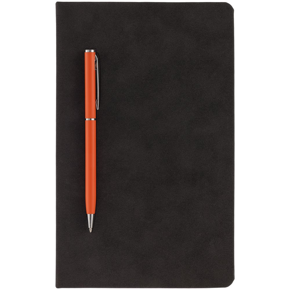 картинка Блокнот Magnet Chrome с ручкой, черный с оранжевым от магазина "Paul's collection"