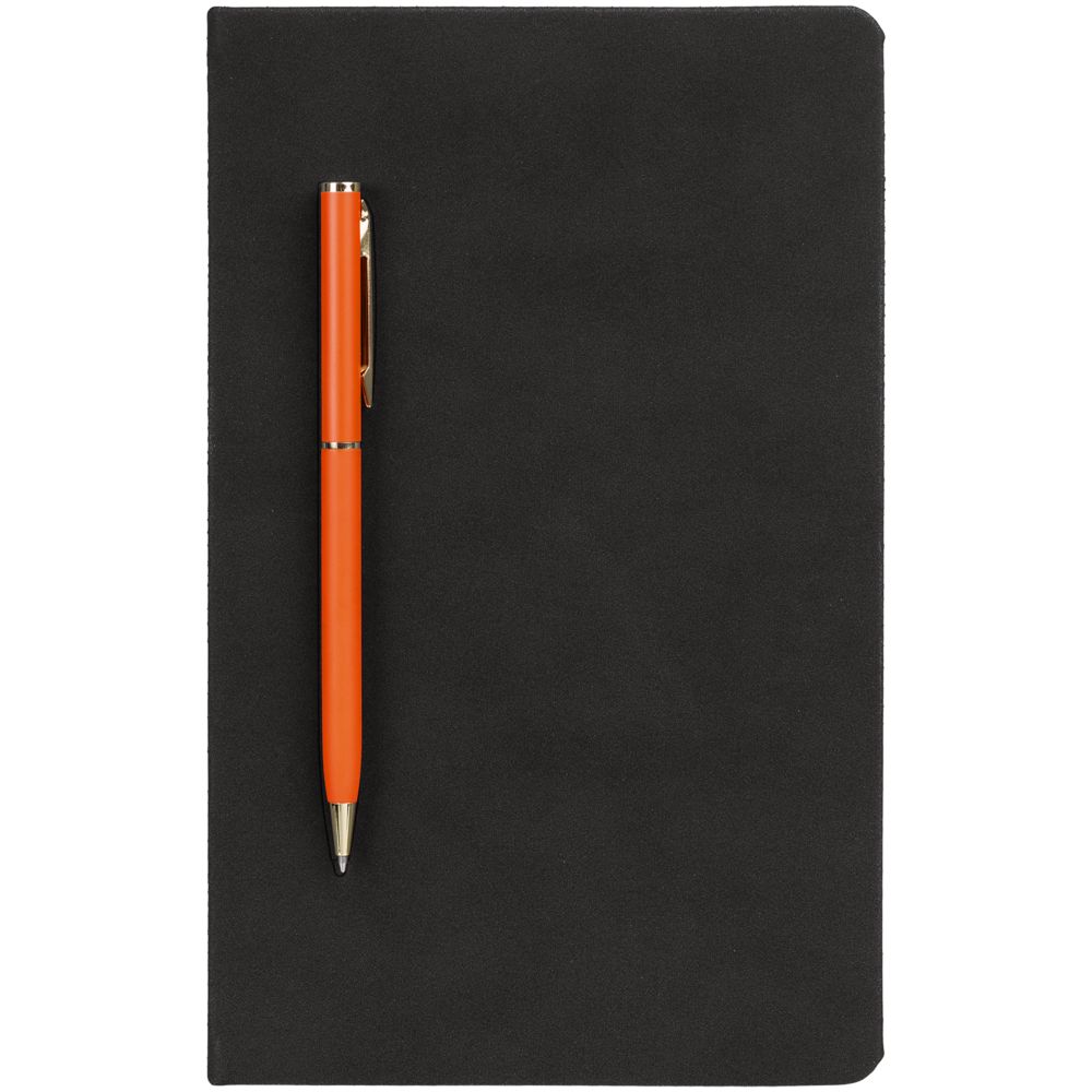 картинка Блокнот Magnet Gold с ручкой, черный с оранжевым от магазина "Paul's collection"