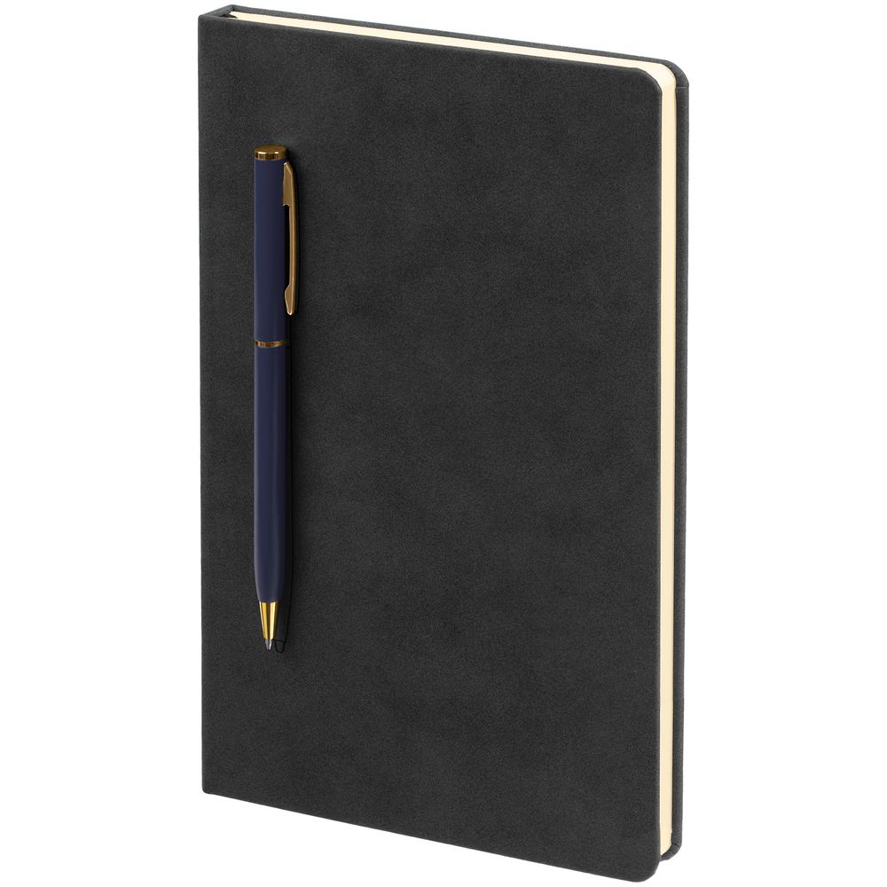 картинка Блокнот Magnet Gold с ручкой, черный с синим от магазина "Paul's collection"