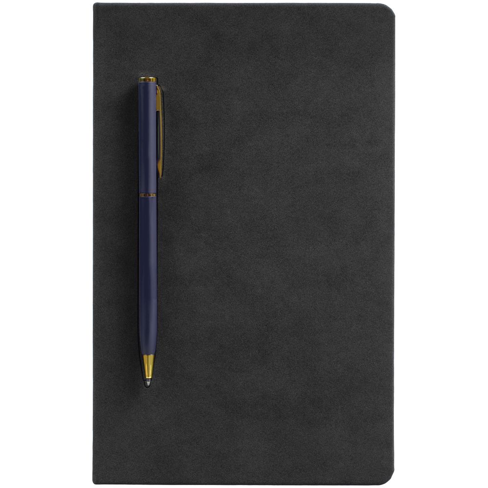 картинка Блокнот Magnet Gold с ручкой, черный с синим от магазина "Paul's collection"
